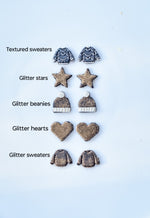 Cozy glittery winter studs