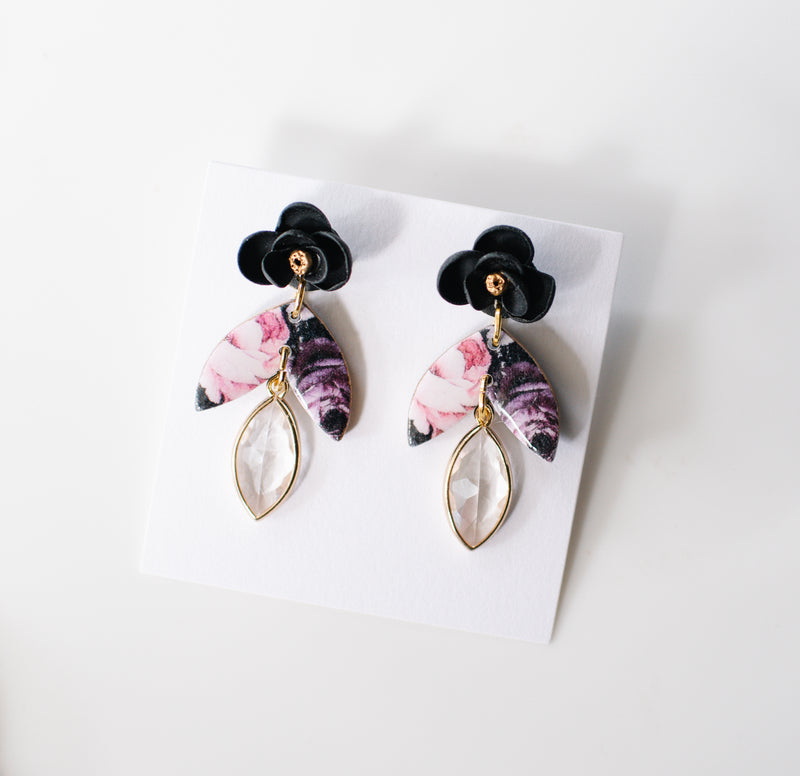 Floral gem dangles