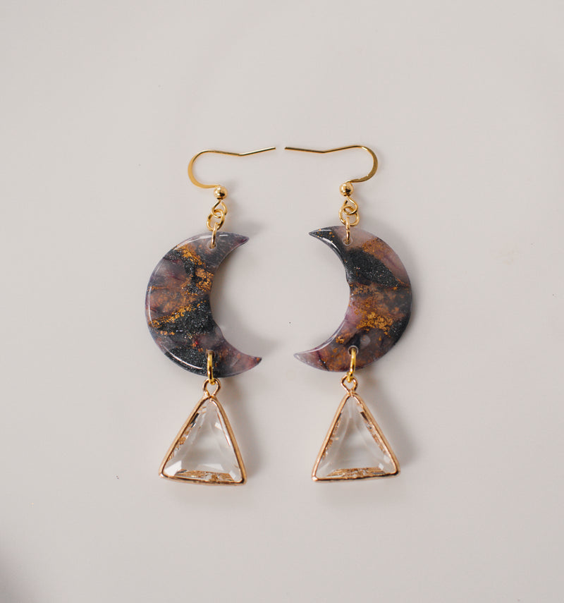 Stone style crystal moon dangles