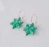 Green opal snowflake hoops