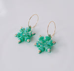 Green opal snowflake hoops