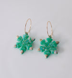 Green opal snowflake hoops