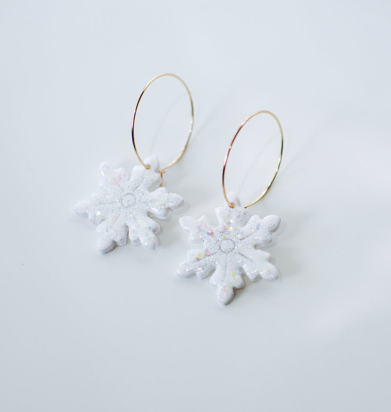 Opal snowflake hoops