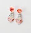 Peach Coral floral top dangles