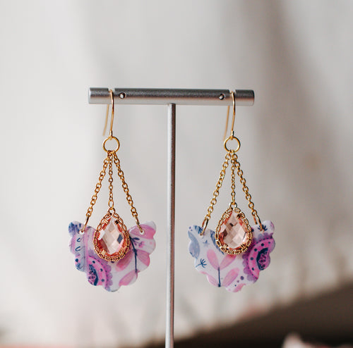 Crystal dangles with matching pink charm