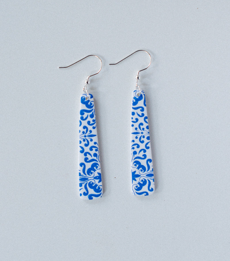 Talavera inspired silver hook dangles