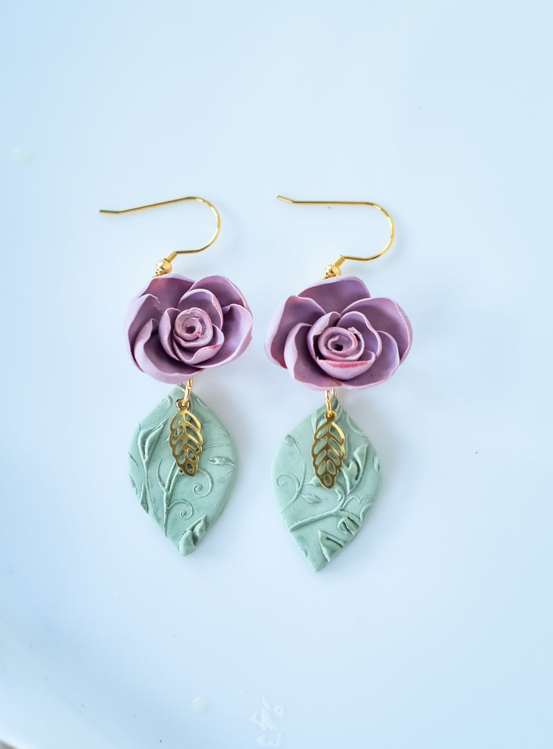 Lavendar and sage floral dangles