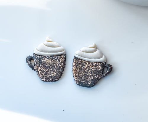 graphite gold glitter pearly hot cocoa mugs