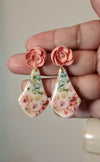 Peach Coral floral top dangles