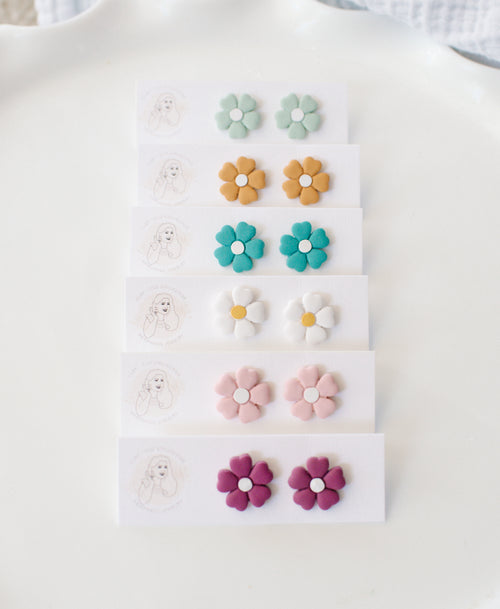 Spring flower studs, various colors