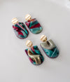 Colorful marbled draped earrings