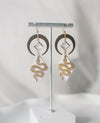 Brass moon and lunar snakes dangles