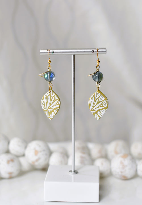 Chartreuse dangles with blue sphere bead
